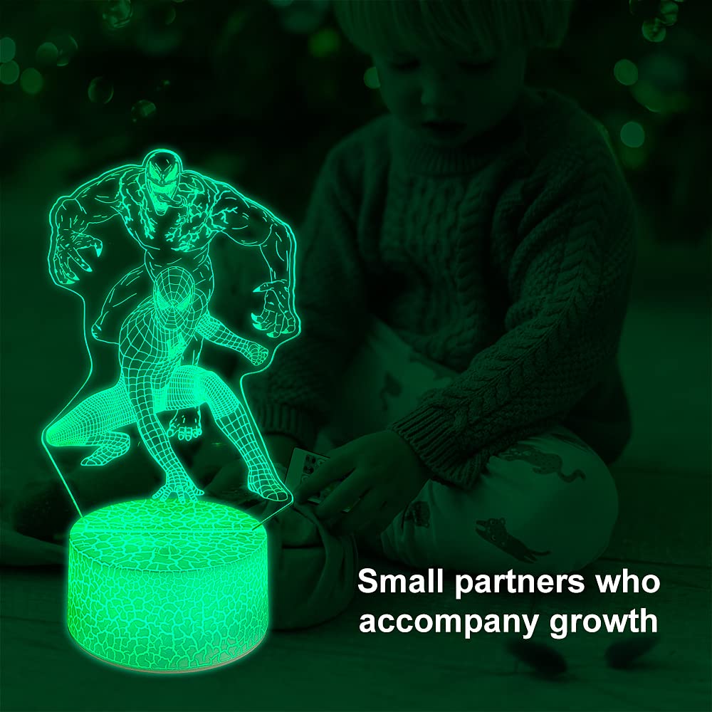 Wandaiyong Superhero Gift 3D Night Light, Remote & Smart Touch 16 Colors Changing Dimmable Creativeusb Table Lamp Gift For Boys