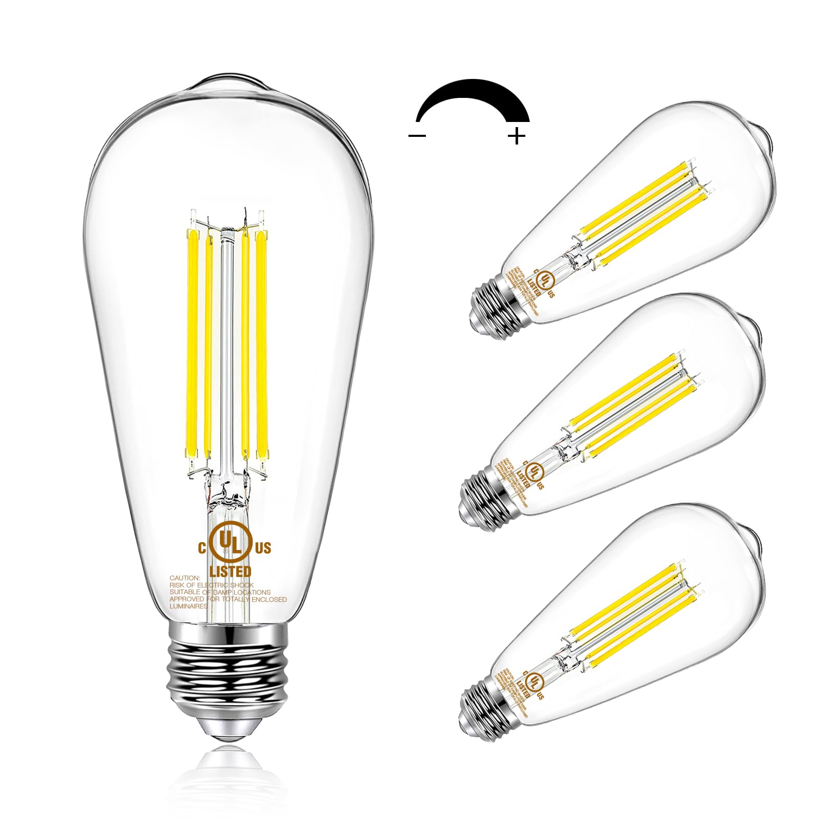 DAYGameTER 4 Pack Vintage LED Edison Bulbs  E26 LED Bulb 60W Equivalent  Dimmable LED Light Bulbs  8W High Brightness 800 LM Daylight 5000K  ST58 Antique Filament Bulbs  Clear Glass Style for Home