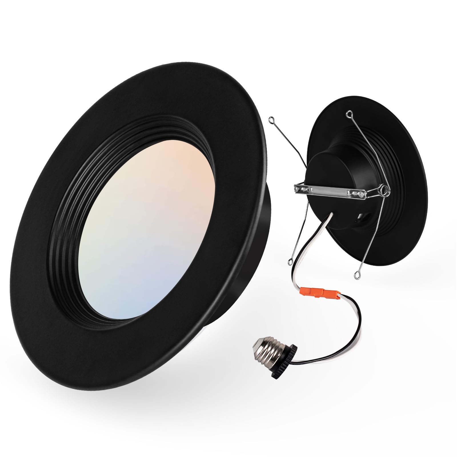 1 Pack 5/6 Inch Black LED Can Lights Retrofit Recessed Lighting, 5CCT 6 Inch Recessed Lights Selectable 2700K-6000K Dimmable, 12