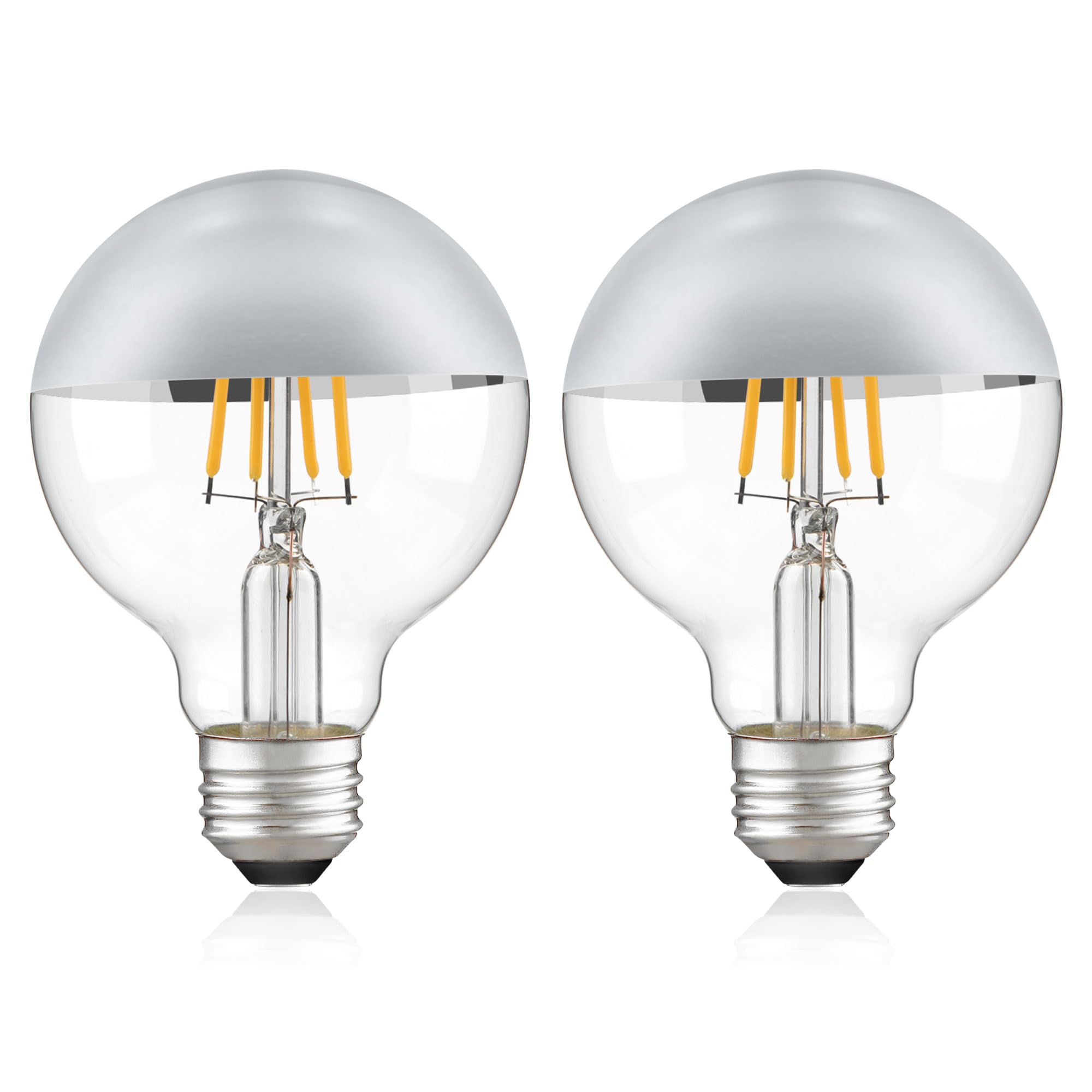 Padmo Ludaz Half Chrome Light Bulb,Dimmable G80/G25 Globe Chrome Tip Led Light Bulbs Silver Top,Dipped Light Bulbs With Silver B