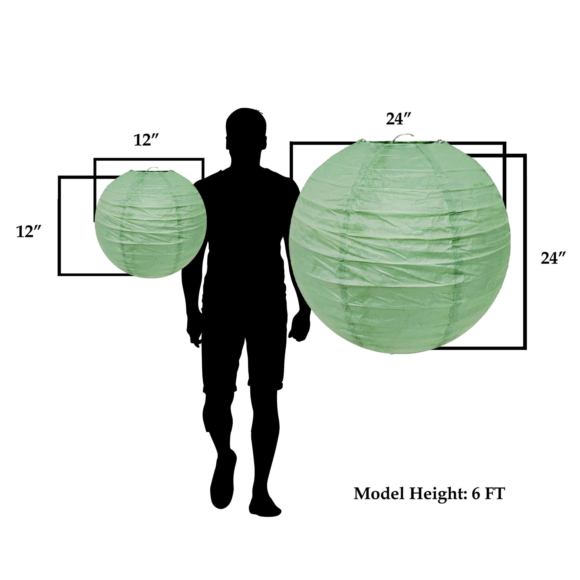 Mudra Crafts Sage Green Paper Lanterns Wedding Party Decorations - 12 In 10 Round Japanese Chinese Lanterns Decorative Hanging C
