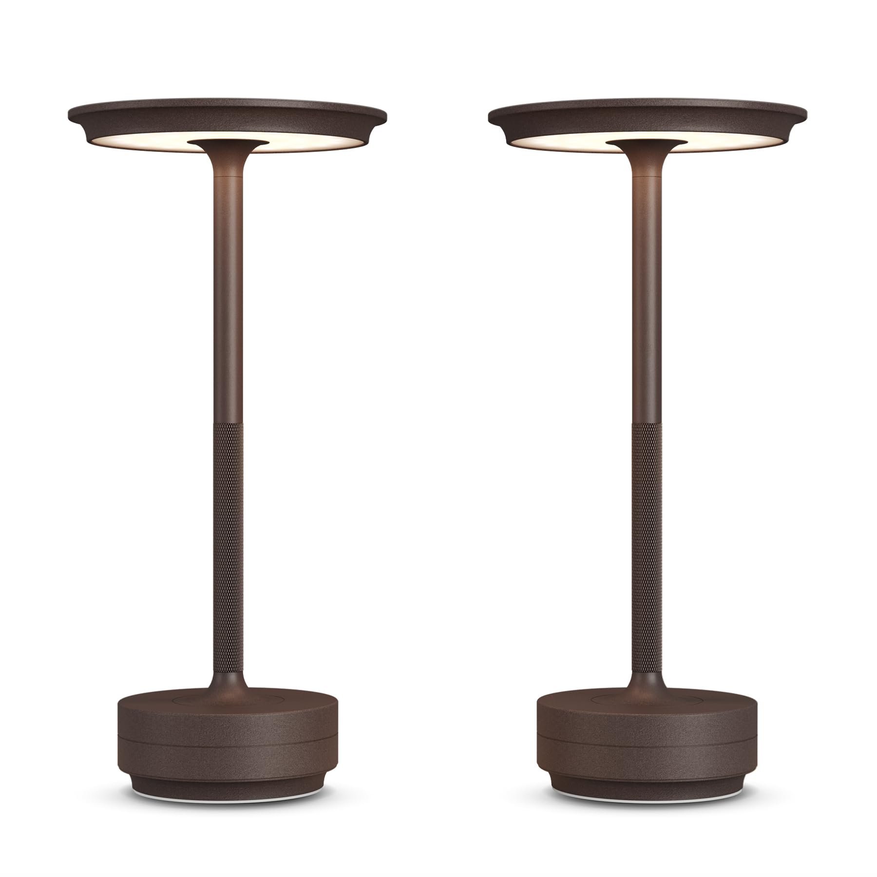 FDIDC 2 Pack Rechargeable Cordless Table Lamps  5000mAh Portable LED Table Light  3 Color Stepless Dimming Battery Powered Metal Table Lamp for Outdoor/Home/Restaurant.(Rust)