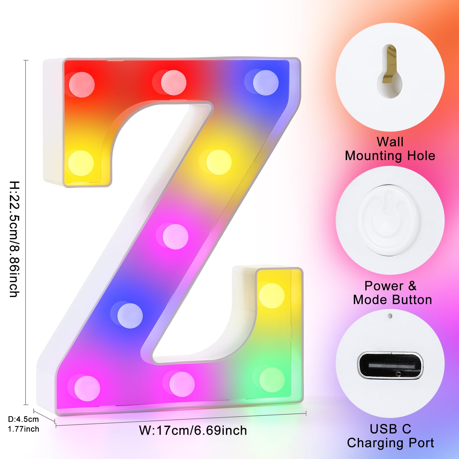 mooncow Colorful Rechargeable Marquee Letters with Remote - Plastic Decor for Bedroom, Home Bar, Party (Model: Marquee Letters-2.0)