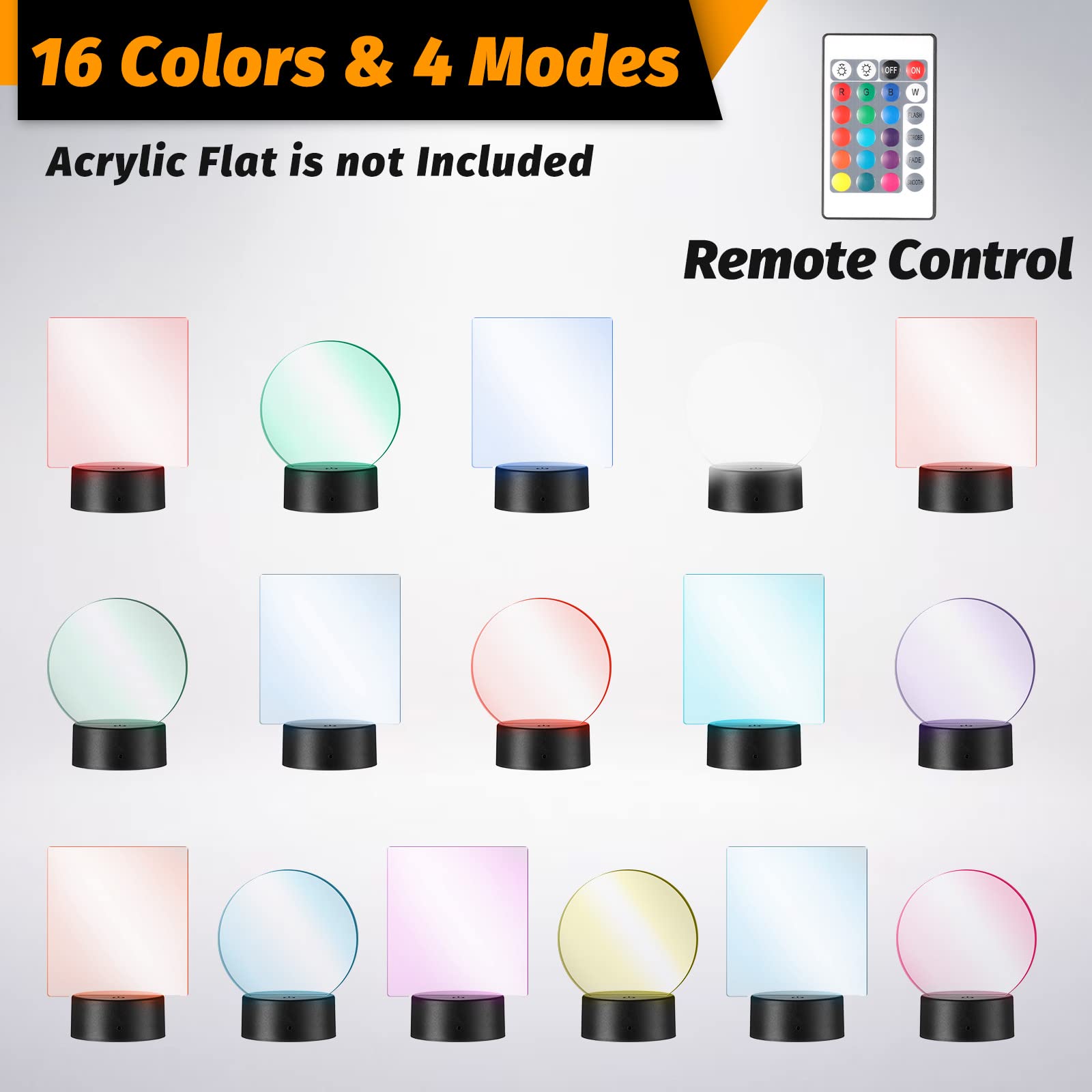 12 Sets 3D Night Led Light Lamp Base 16 Colors Led Light Display Base With Remote Control Usb Cable For Acrylic And Resin Glass