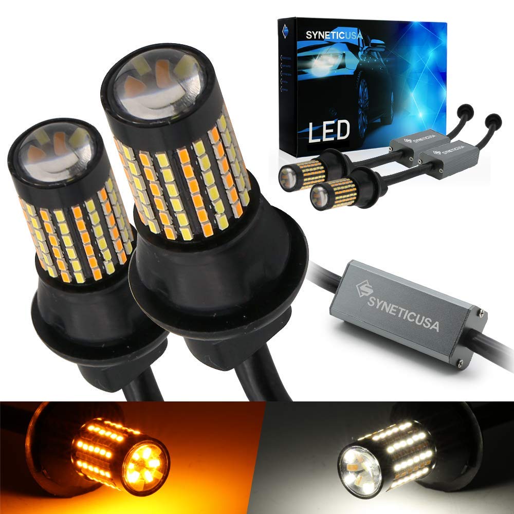 Syneticusa 3157 Error Free Canbus Dual Color Type 2 Switchback Led Turn Signal Light Bulbs No Hyper Flash All In One Built In Re