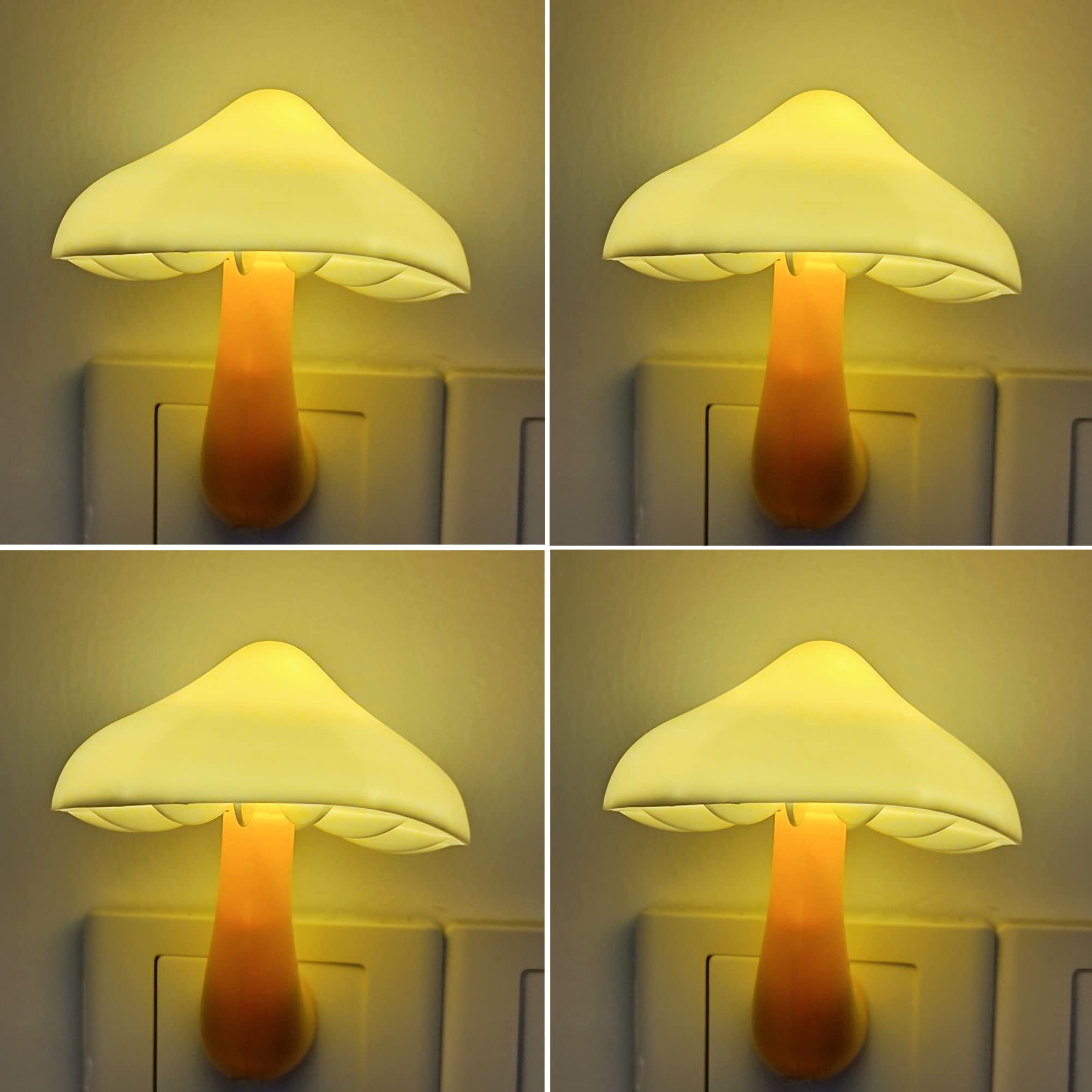 Ausaye Mushroom Led Night Lights - 4 Pack Warm White Plastic Nightlights For Kids & mature-themeds, Model 7398