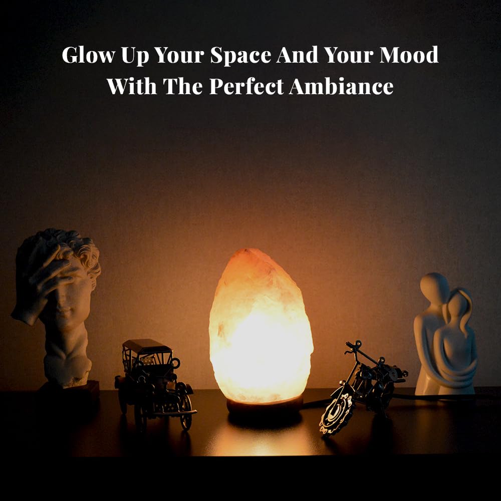Pohs 10-12 Inches Tall- Extra Large,11-15 Lbs, 100% Authentic Natural Himalayan Pink Salt Lamp, Hand Crafted Wooden Base, Bulb Replacement Included