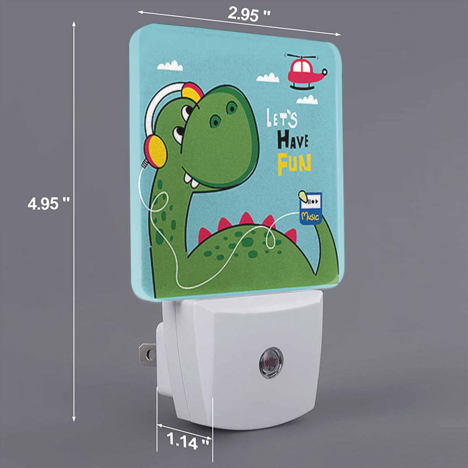 Led Night Light,Dinosaur Listen Music Funny Animal Cartoon Led Night Light Plug Into Wall With Dusk To Dawn Light Sensor Energy