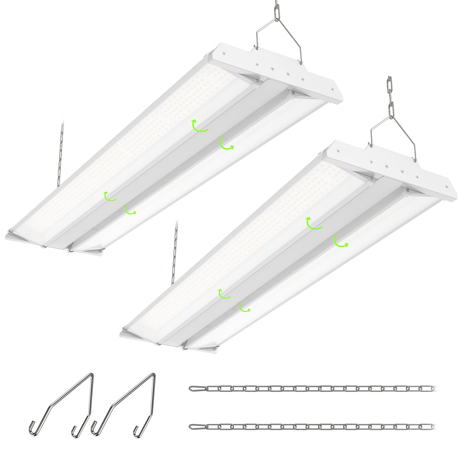Glitgate 3FT Led High Bay Light 2Pack, 300W/240W/200W, 4000K/5000K Adjustbale Linear High Bay Shop Lights 40500lm Max Output, cE