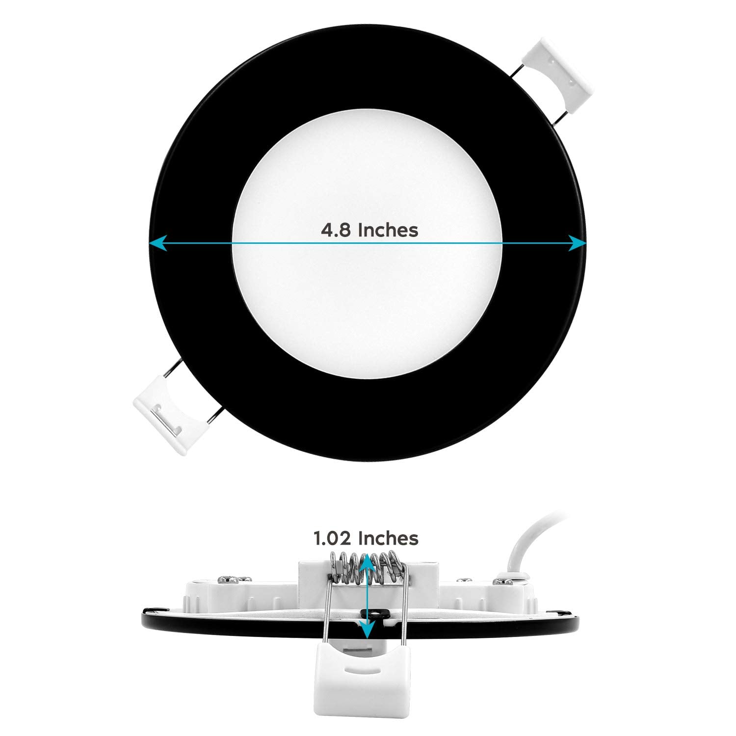 Luxrite 4 Inch Ultra Thin Led Recessed Light With J-Box, 10W, 5 Color Options 2700K | 3000K | 3500K | 4000K | 5000K, Dimmable Wa