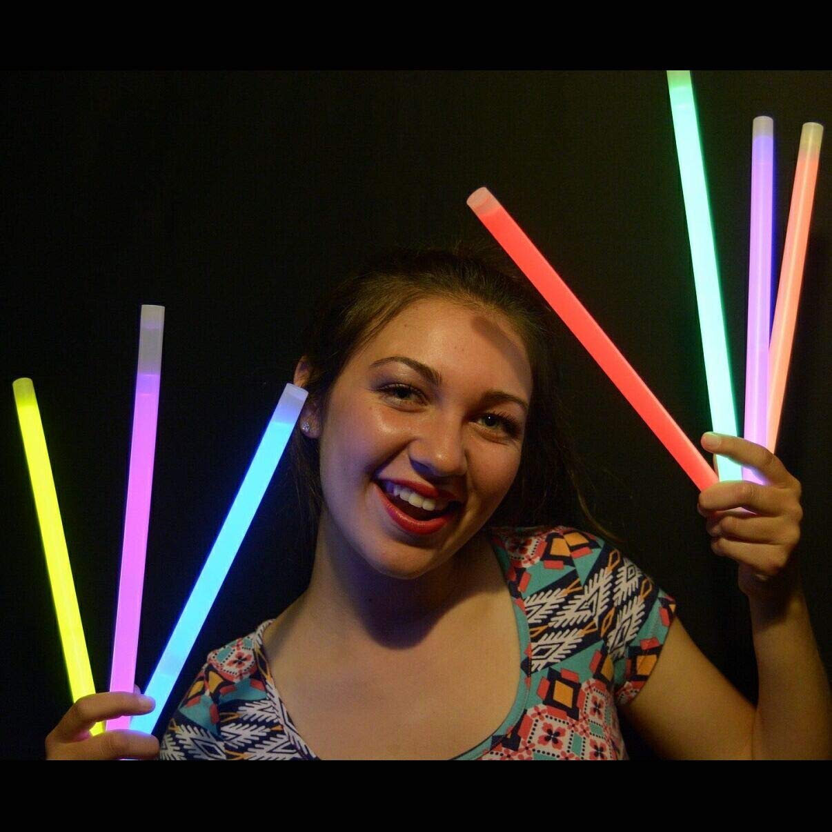 Glow With Us Glow Sticks - 12” Green Jumbo Light Sticks, 10 Pack, Bright 14-Hour Glow, Ideal for Camping & Emergencies
