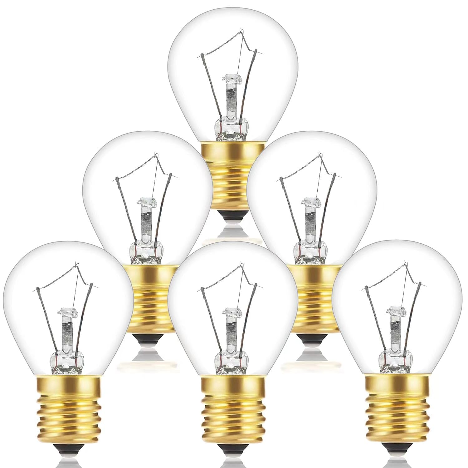 SerBion 30 Watt Lava Lamp Bulbs - E17 Base, 6-Pack, Ideal for 14.5-Inch/20-Ounce Lava Lamps, S11 Shape, Soft Warm White, 120V Replacement Bulbs for Night Light Lava Lamp