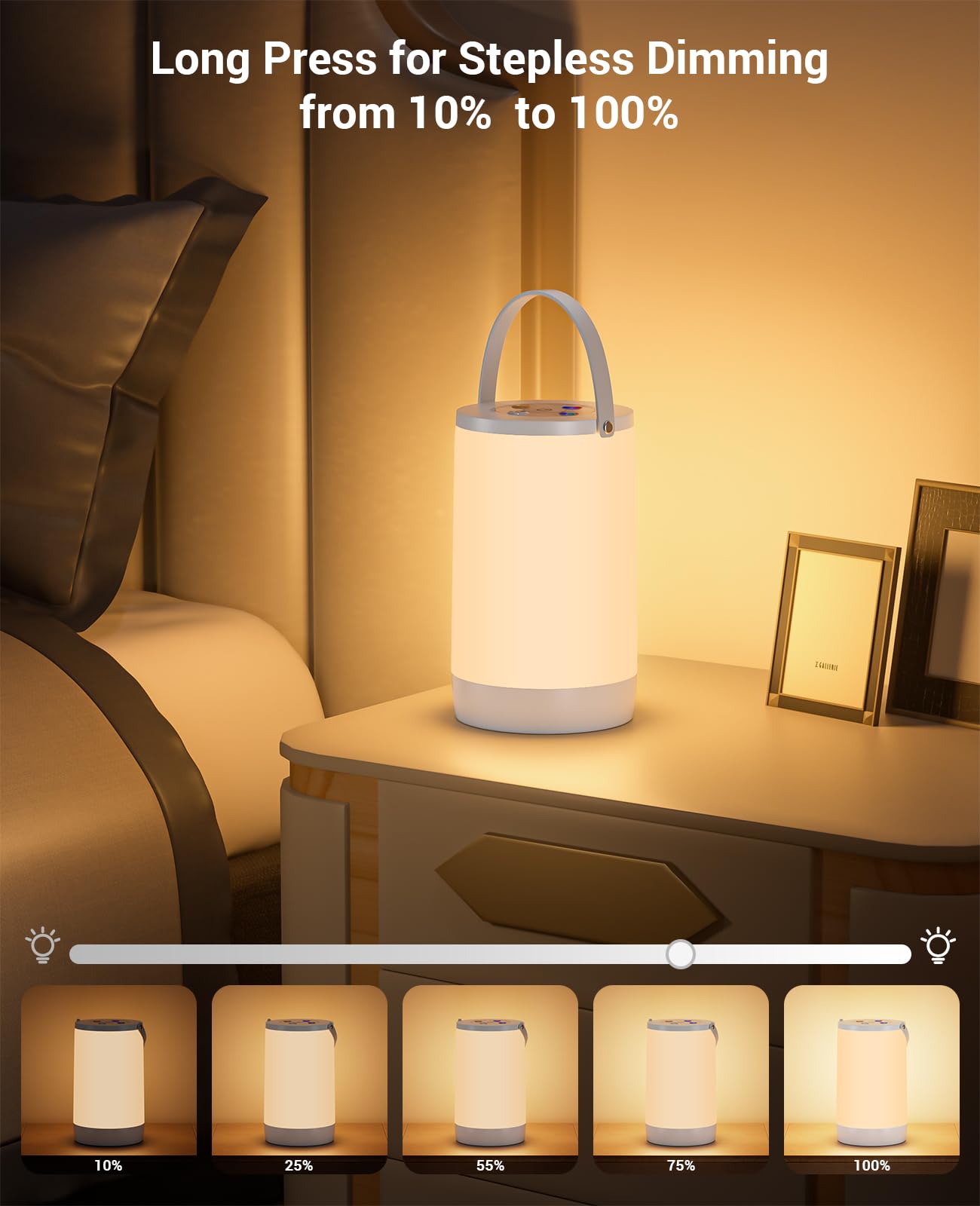 Hensam Night Light for Kids, Portable USB Lamp, Color Changing, 2 Pack, Gray, Model CL-FWL-FR