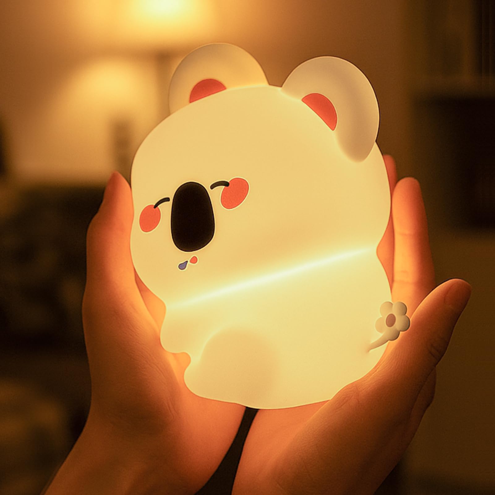 AVACOM Koala Night Light for Nursery - 3 Color Changing Dimmable Baby Night Lamp, Rechargeable Touch Control with Timer, Soft Si