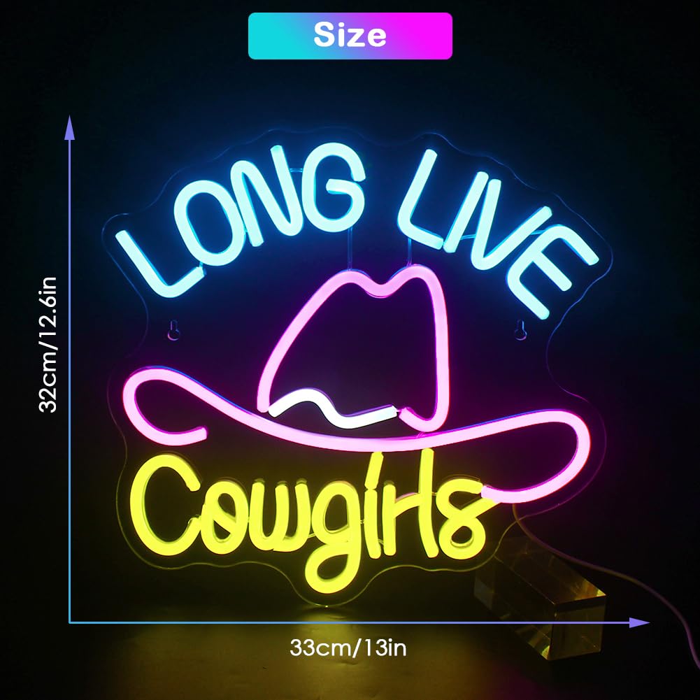 JURONGYILU Neon Sign - Colorful Cowboy Hat Wall Decor Light - Acrylic - USB Powered