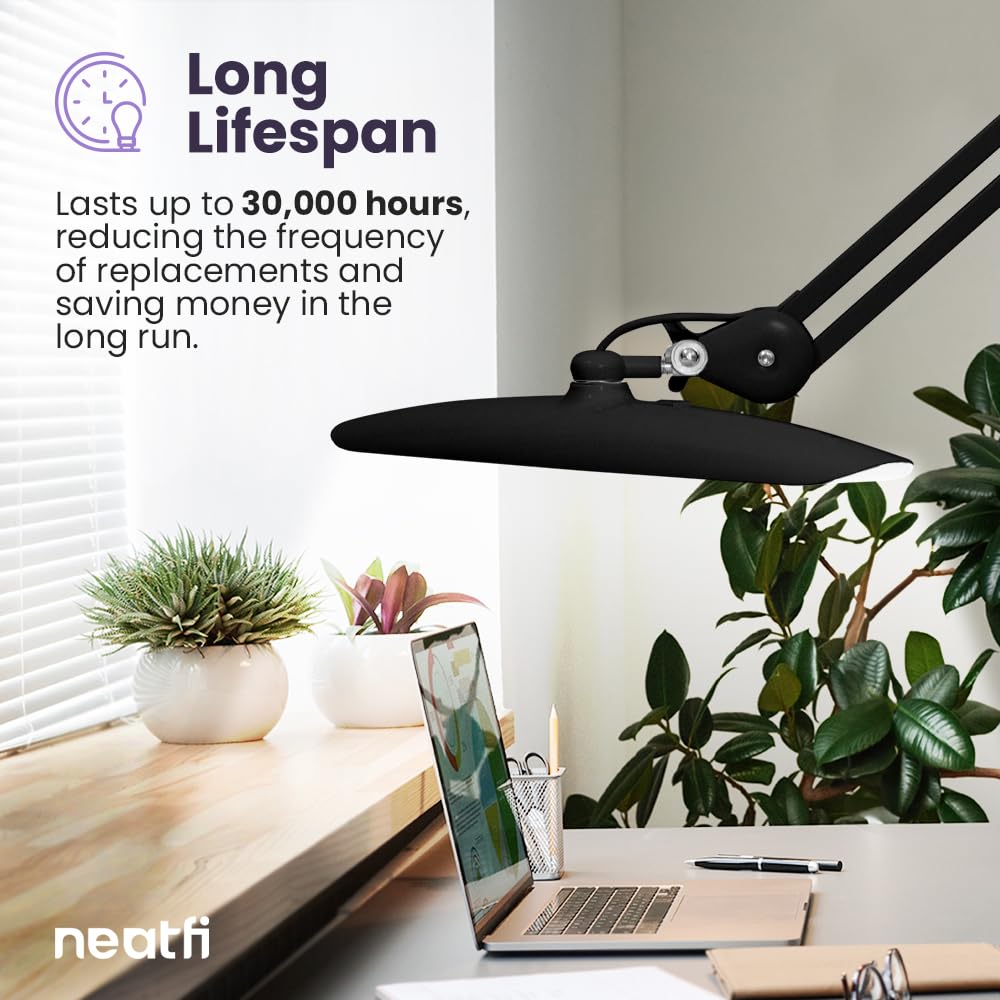 Neatfi Xl 2,200 Lumens Led Task Lamp, 24W, 117 Pcs Smd Led, 4 Level Brightness, Dimmable, Desk Light For Home, Office, Workbench