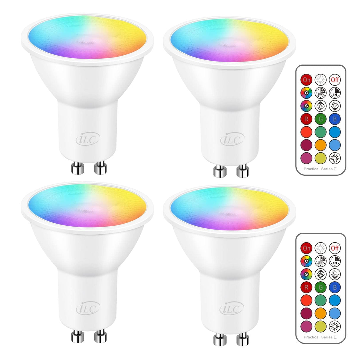 Ilc Gu10 Led Light Bulb, 40 Watt Equivalent Color Changing 12 Colors 5W Dimmable Warm White 2700K Rgb Led Light Bulbs With Remot