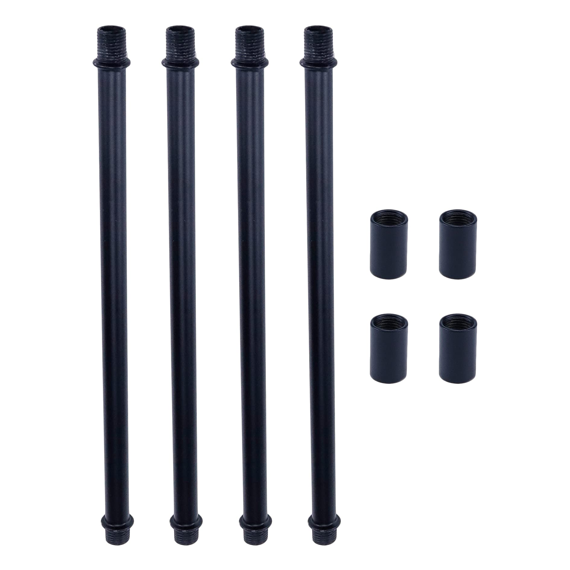 MY MIRONEY 4 Sets Straight Pipe Lamp Stem Kit with Connector M10 Black Lamp Rod Hardware Light Fixture Parts Replacement, 7.87''