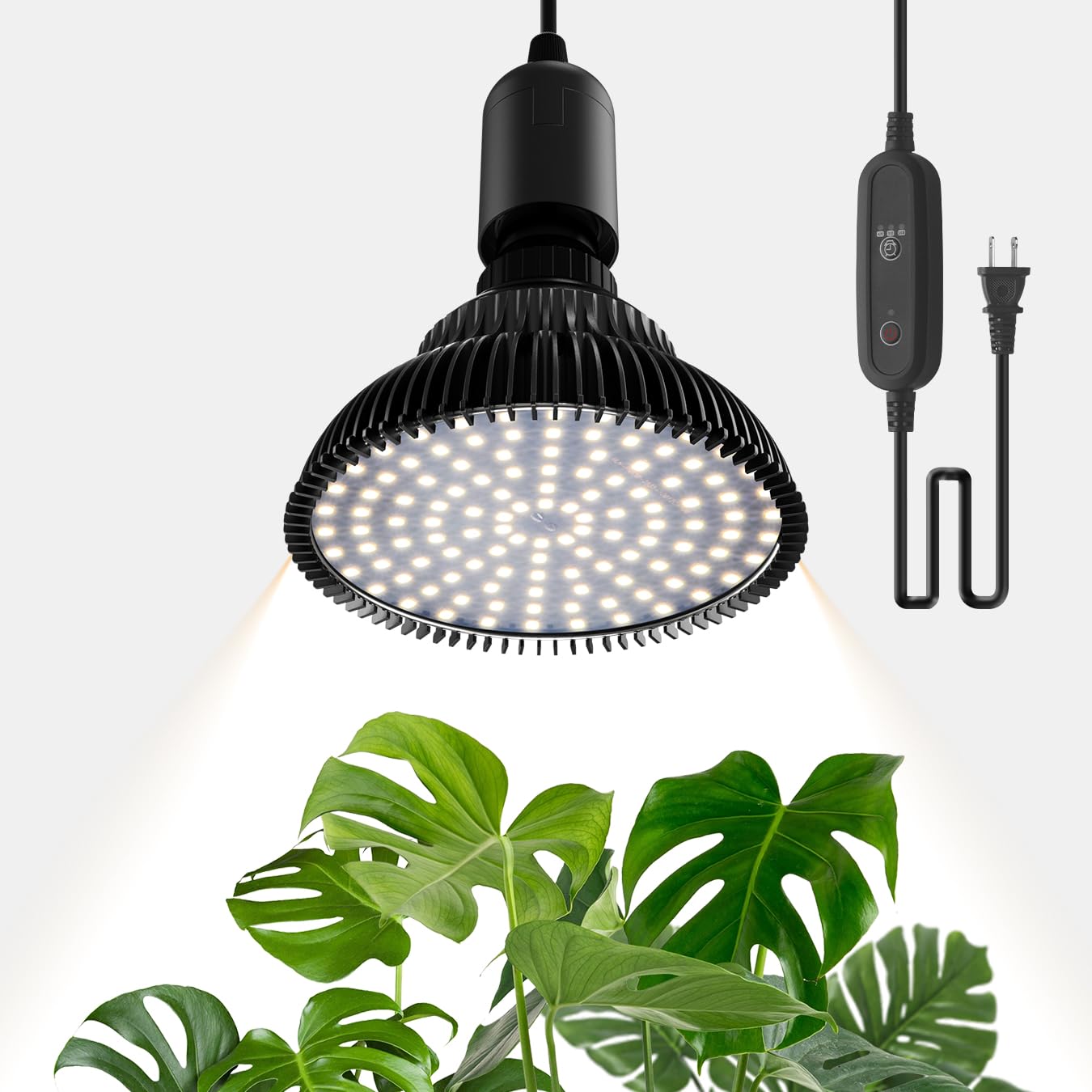 Speeplant Hanging Grow Lights For Indoor Plants, 25W 5000K, Led Hanging Grow Light With Timer, Height Adjustable Hanging Plant Light, Full Spectrum Pendant Grow Light For Seed Starting, Black