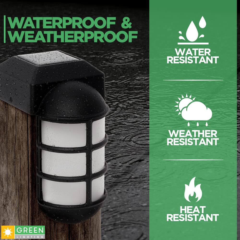 GreenLighting Solar Post Cap Lights, Waterproof LED, 4x4 Wood, Black, 12 Pack, Model TN-1219141