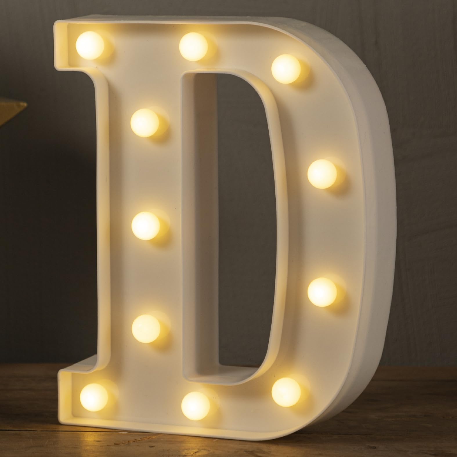 HXWEIYE LED Marquee Letter D Sign, Warm White Battery Powered Alphabet & Number Lights for Party & Decor