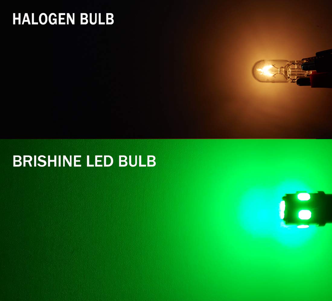 BRISHINE 194 T10 LED Bulbs Green 9-SMD 2835 Chipsets for Dome Map License Plate Lights