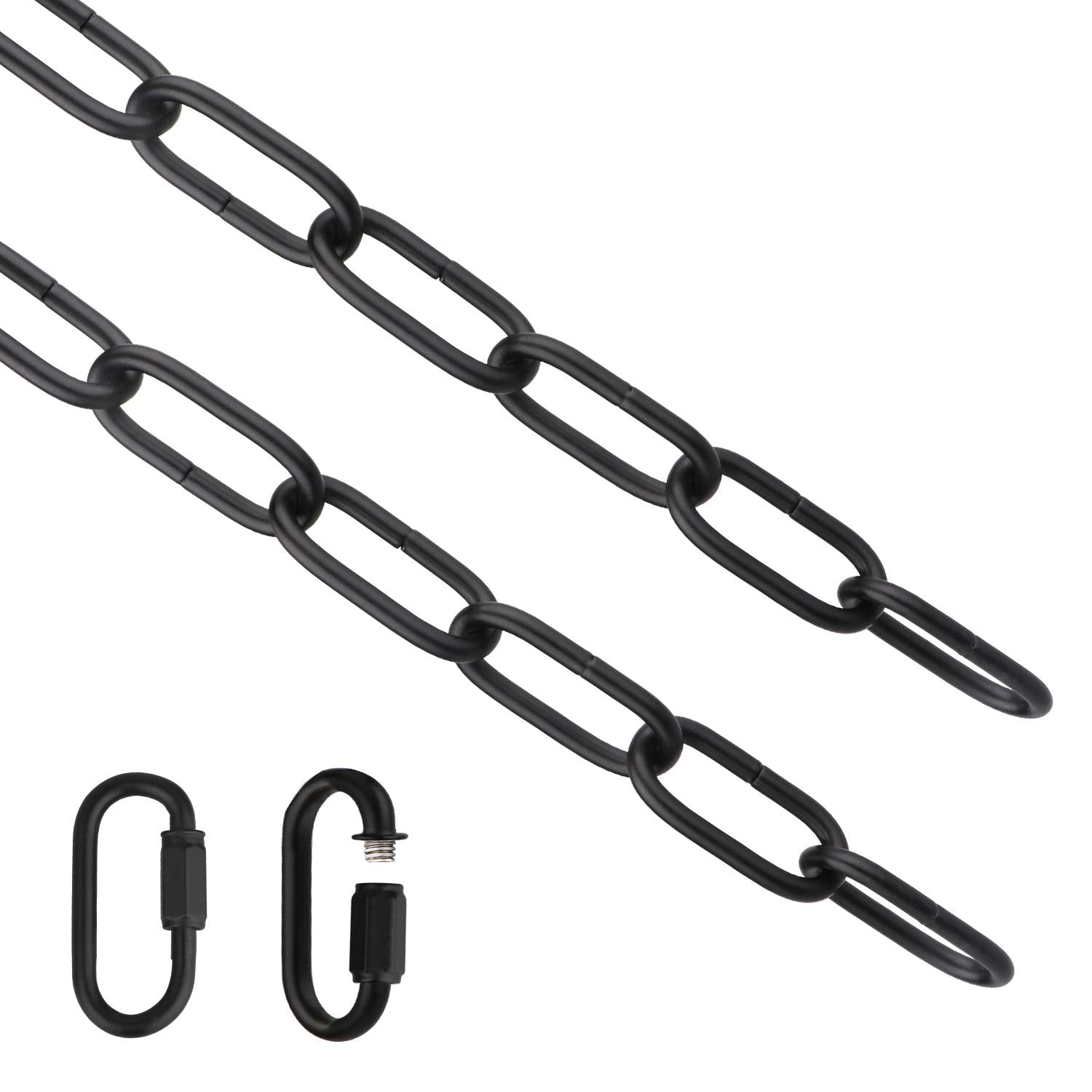 Helunsi 6ft Black Chandelier Chain, Heavy Duty Metal Light Fixture Extension with Connection Link Lock