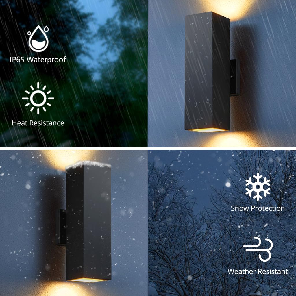 SHIMR Dusk to Dawn Porch Light, Aluminum Waterproof Wall Sconce, 1 Pack, Matte Black, Model S1