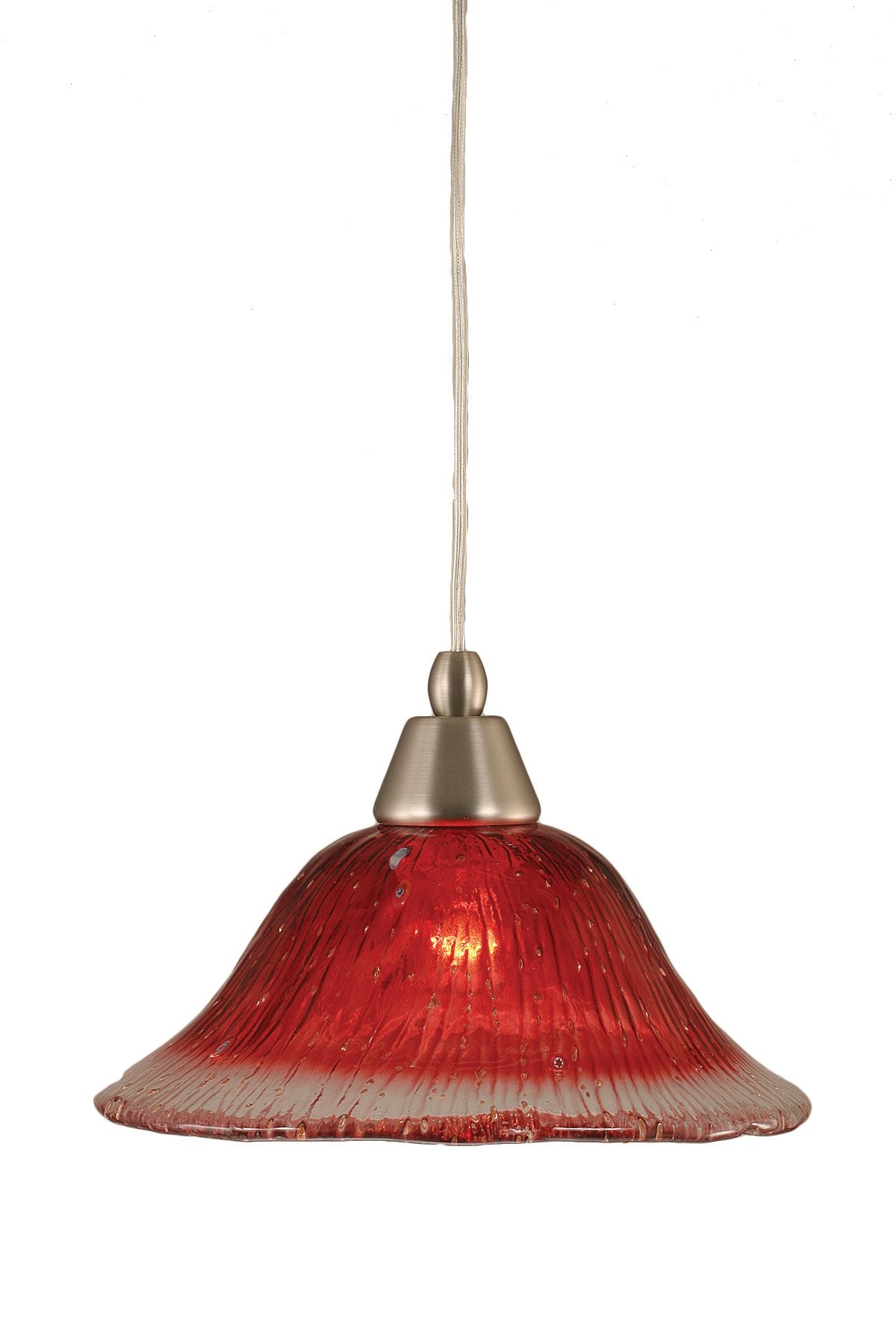 Toltec Lighting 22-Bn-736 Cord Mini-Pendant Light Brushed Nickel Finish With Raspberry Crystal Glass, 10-Inch