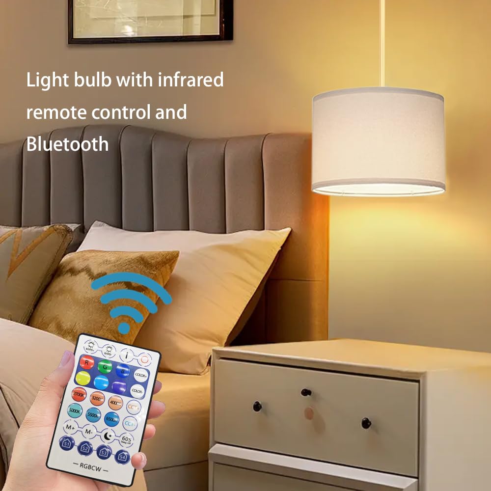 Zslaifu 15Ft Plug In Hanging Lamp With Switch, Flaxen Pendant Light With Plug In Cord, Hanging Light With Remote Control, Bulb I