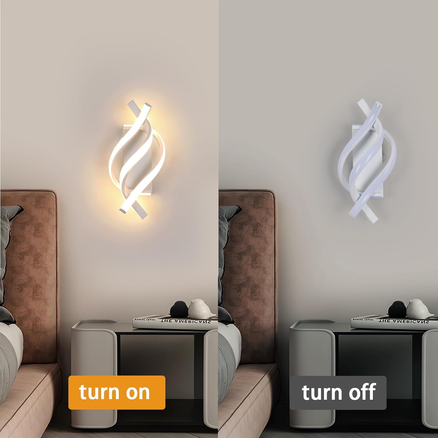 Delipop Spiral Led Wall Sconce Lighting, 3000K Acrylic Lamp For Bedroom, Bathroom, Living Room