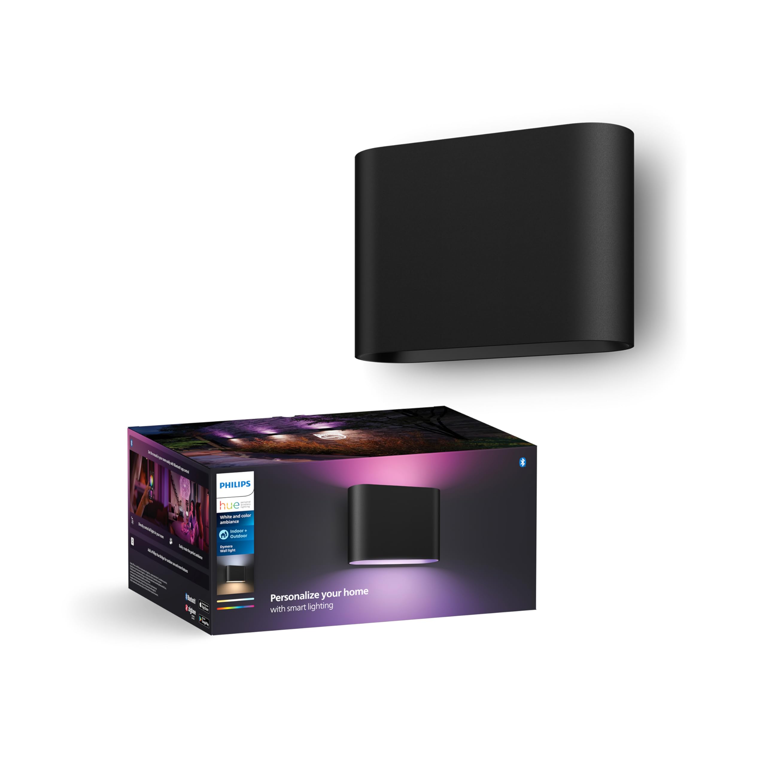 Philips Hue Dymera Smart Indoor and Outdoor Wall Sconces, Two Individually Controllable Light Beams, 1 Pack, Control With Hue Ap