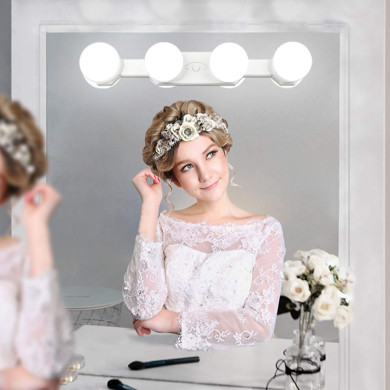 Assemer Portable Makeup Light, Cordless LED Vanity Mirror Lights, Adjustable Brightness & Color Temperature, White, Model ZJJS021-SRK
