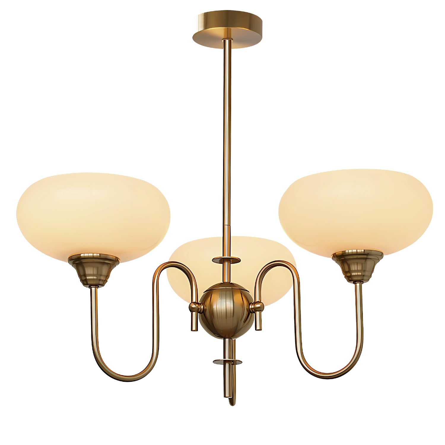 BOKT Modern Gold Globe Chandelier Light Fixture Mid Century 3-Lights Large Glass Sputnik Chandelier Pendant Light Anti Brass Spu