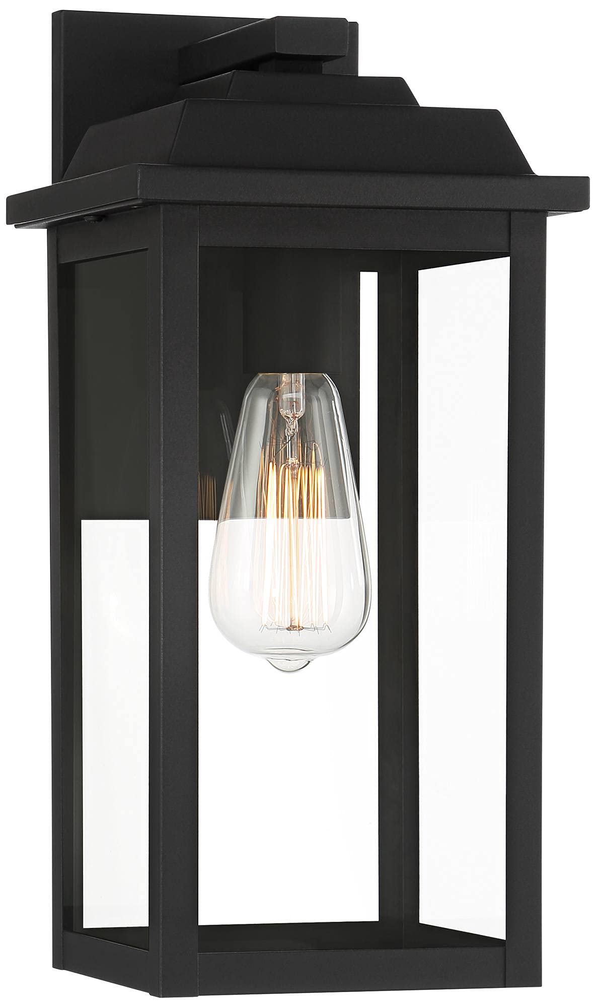 John Timberland Outdoor Wall Light Fixture, Textured Black, 15.25in, Clear Glass Panels, Model 10-2101-206 TEX BLK