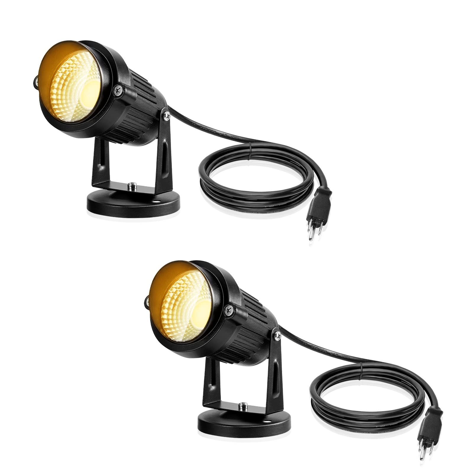 LemonBest Landscape Lights - 5W Outdoor Spotlight - IP65 Waterproof - 2 Pack - Warm White 2800K - Aluminum - Model 4218543