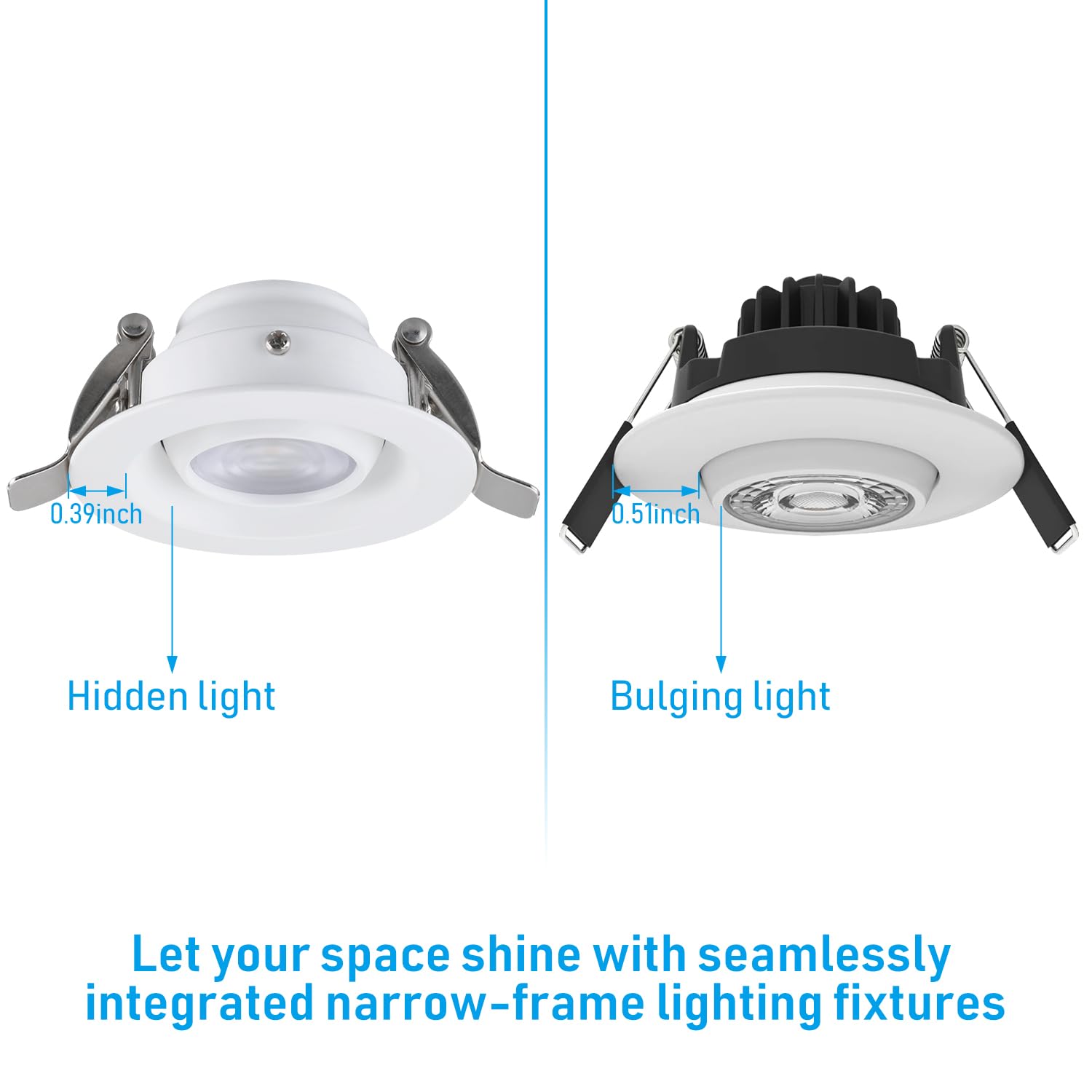 Torchstar 5Cct 3 Inch Gimbal Led Recessed Light With Junction Box, Narrow Frame Aluminum, Cri90+ Dimmable 7W Eyeball Downlight, Ic Rated, 2700K-5000K Selectable, Pack Of 6
