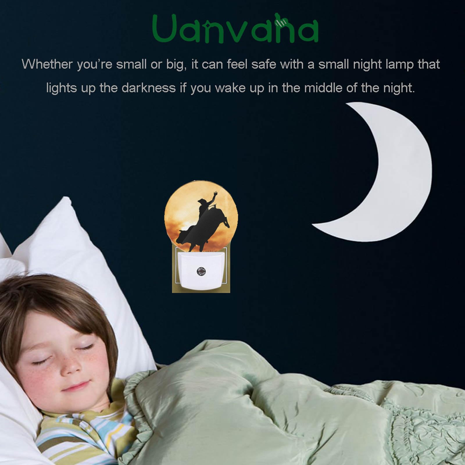 Uanvaha Cowboy Night Lights Wild West Cowboy On Horseback Led Night Light Plug Into Wall With Dusk To Dawn Sensor For Girls Boys