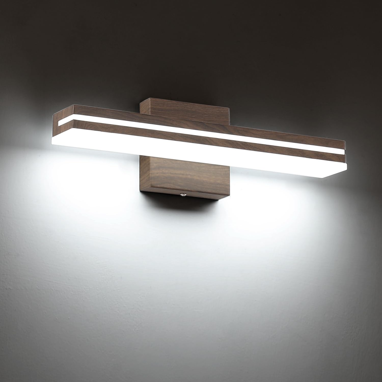 Sinerise 16-Inch Led Modern Bathroom Vanity Light Bar  Brown Modern Acrylic Bathroom Wall Lighting Fixtures Over Mirror (Cool White 6000K)