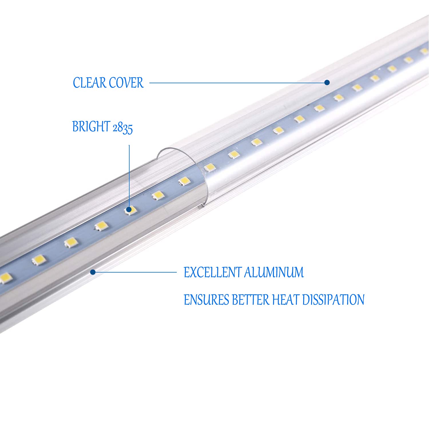Hminled 48 Double-Ended 6000K Clear Led Tube, 4 Ft T8 Ballast Bypass Bulb, 22W (65W Fluorescent Replacement) 6500K Tubelight, 24
