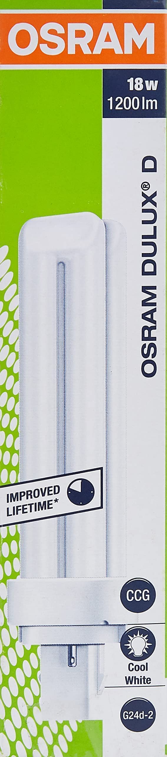OSRAM Dulux D 18W/840 Double Tube 2 Pin Base Compact Fluorescent Bulb - Model 0220-018840o, Copper