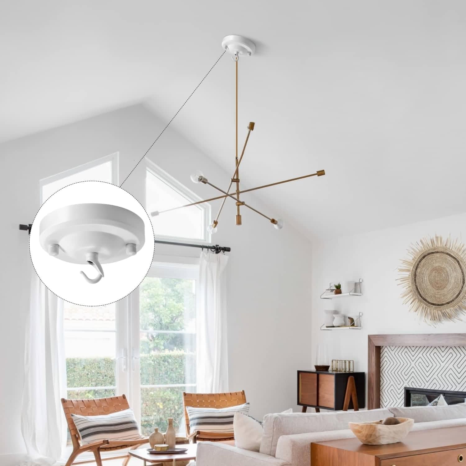 Haultop Light Canopy Kit White, 4.1In Chandelier Canopy With All Mounting Hardware, Chandelier Hook For Pendant Light, Max Load 22Lbs, Chandelier Canopy Kit For Hanging Plants