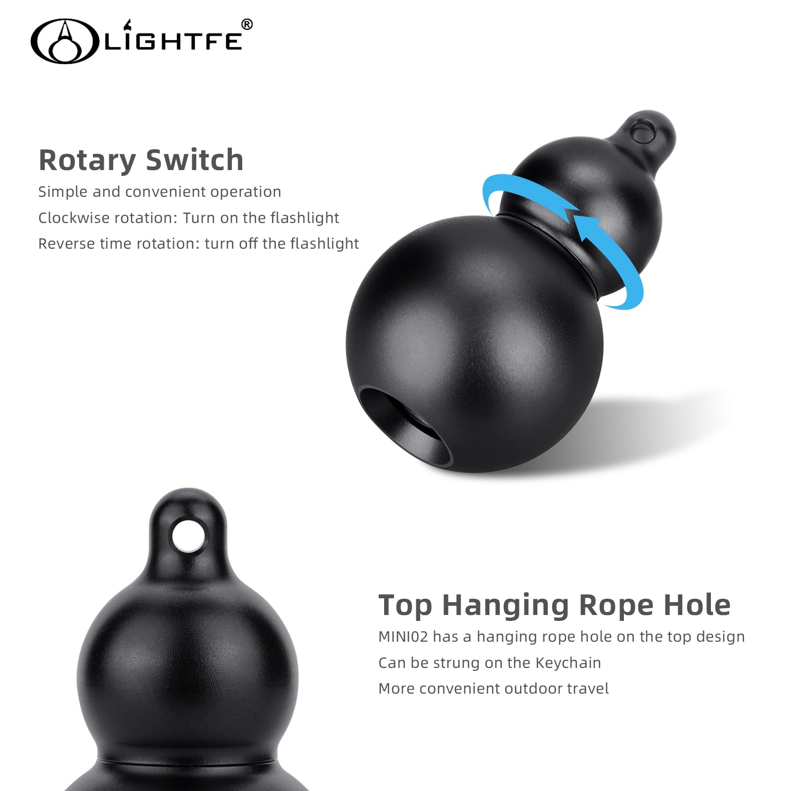 Lightfe Mini Flashlight Keychain Jewelry Mini Light Handheld Emergency Light (Mini02 Black)