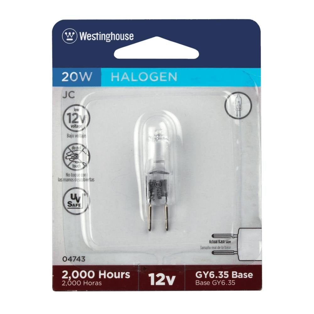 Westinghouse 0474300 20 Watt T4 Jc Single-Ended Halogen Low Voltage Clear Light Bulb With Gy6.35 Base, 1 Count (Pack Of 1)