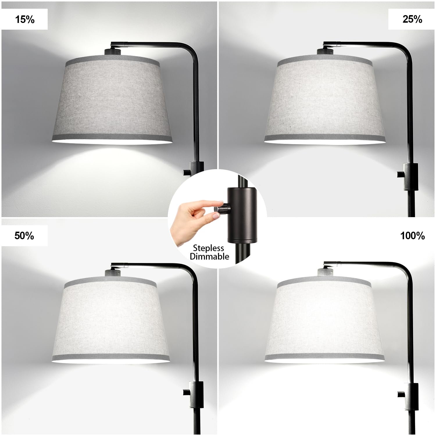 ?Upgraded? Dimmable Floor Lamp, 1000 Lumens Led Edison Bulb Included, Arc Floor Lamps For Living Room Modern Standing Lamp With