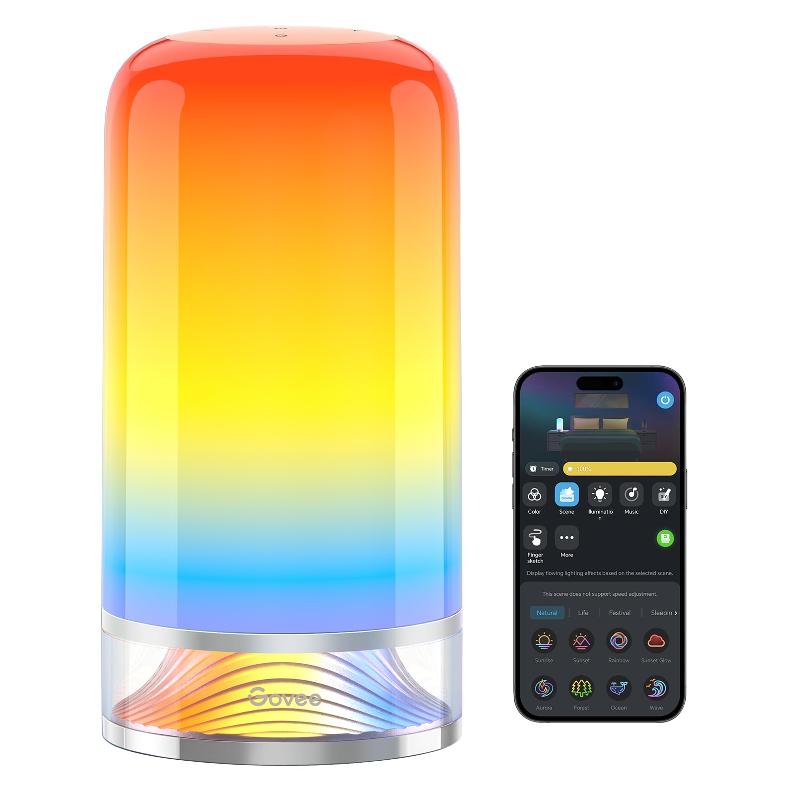 Govee RGBIC Smart Table Lamp 2, Touch Bedside Small Table Lamp Work with Matter, Alexa, LED Desk Lamp with 64 Scene Modes, Color