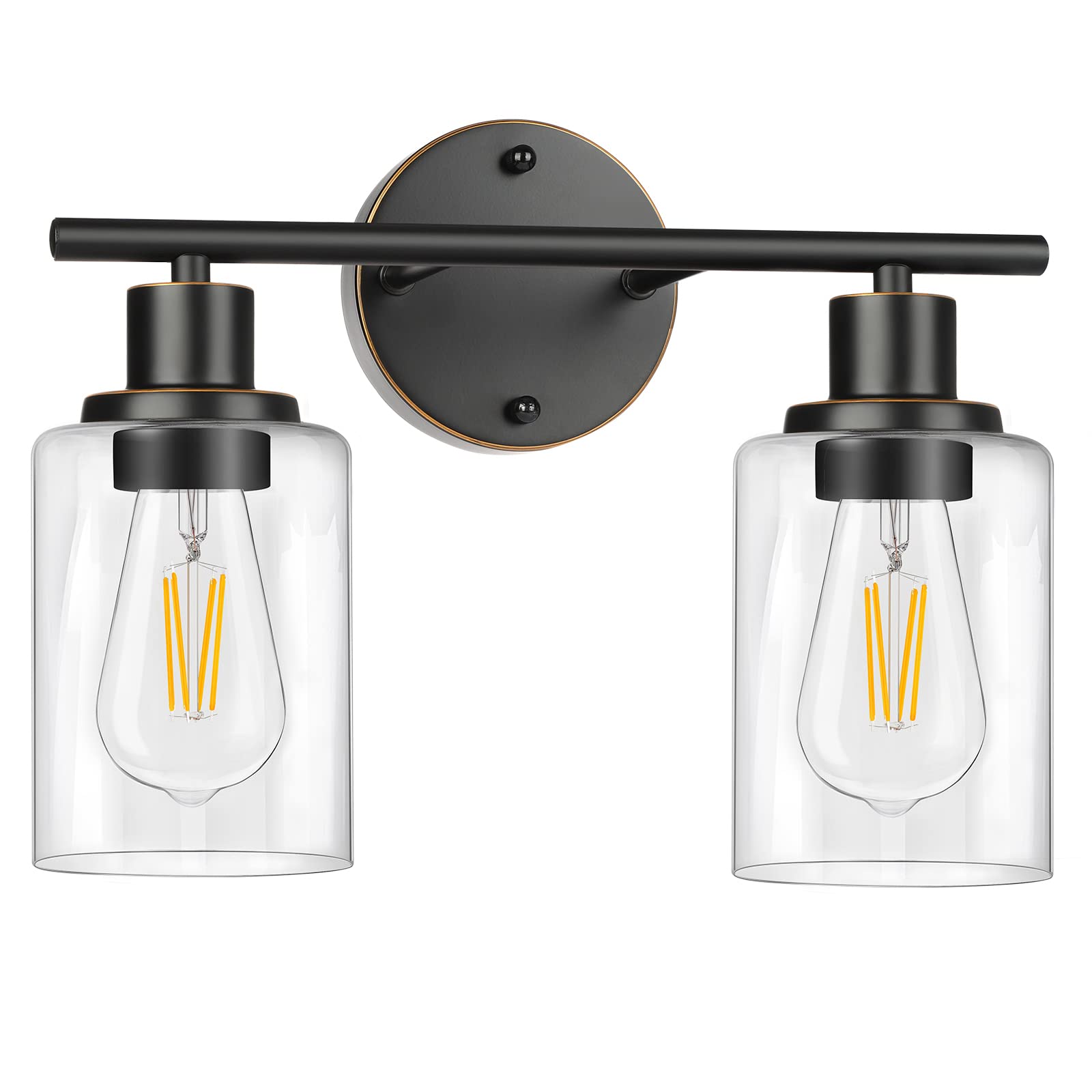 Folksmate Bathroom Light Fixtures, 2-Light Oil Rubbed Bronze Vanity Light, Vintage Wall Sconces Lighting, Modern Bath Wall Mount