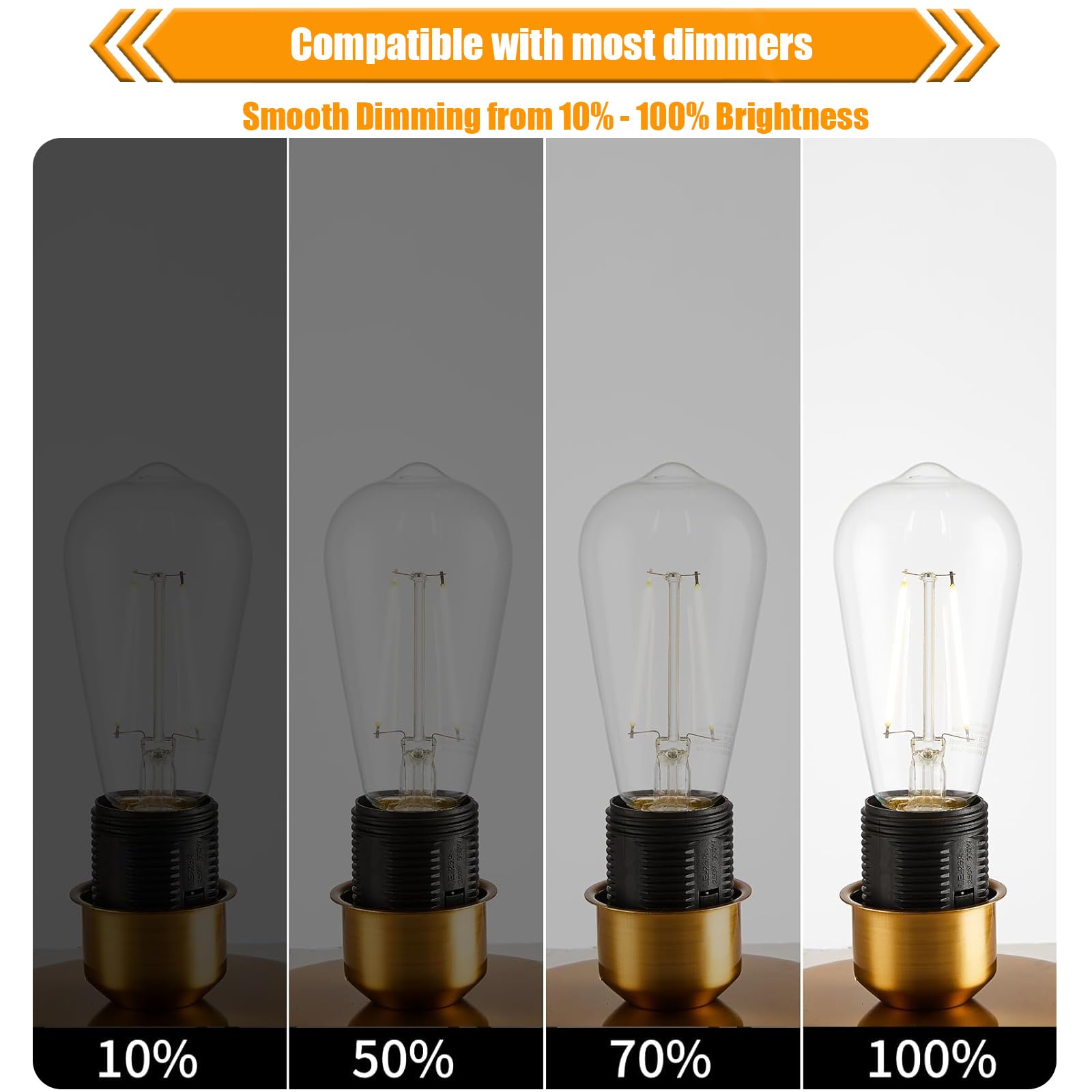 Winsaled 12 Pack Dimmable Led Edison Bulbs 40 Watts Equivalent, 4 Watt Led Filament Bulb, 5000K Daylight St19 Light Bulb, 400Lm