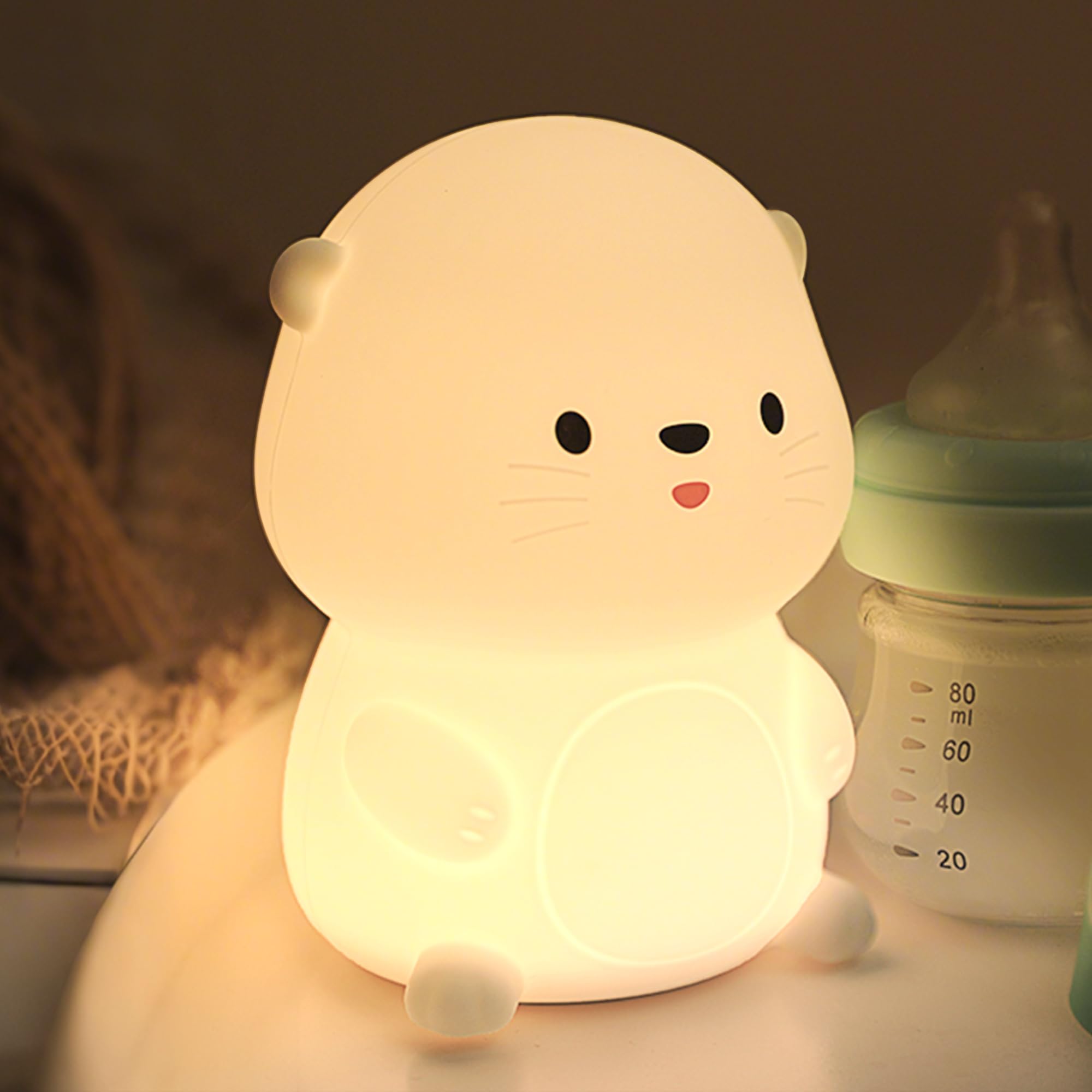 OkiyiD Otter Night Light, Cute Sea Otter Lamp Gifts,Animal Silicone Night Lamp, Cute Room Decor Night Light Birthday Christmas G