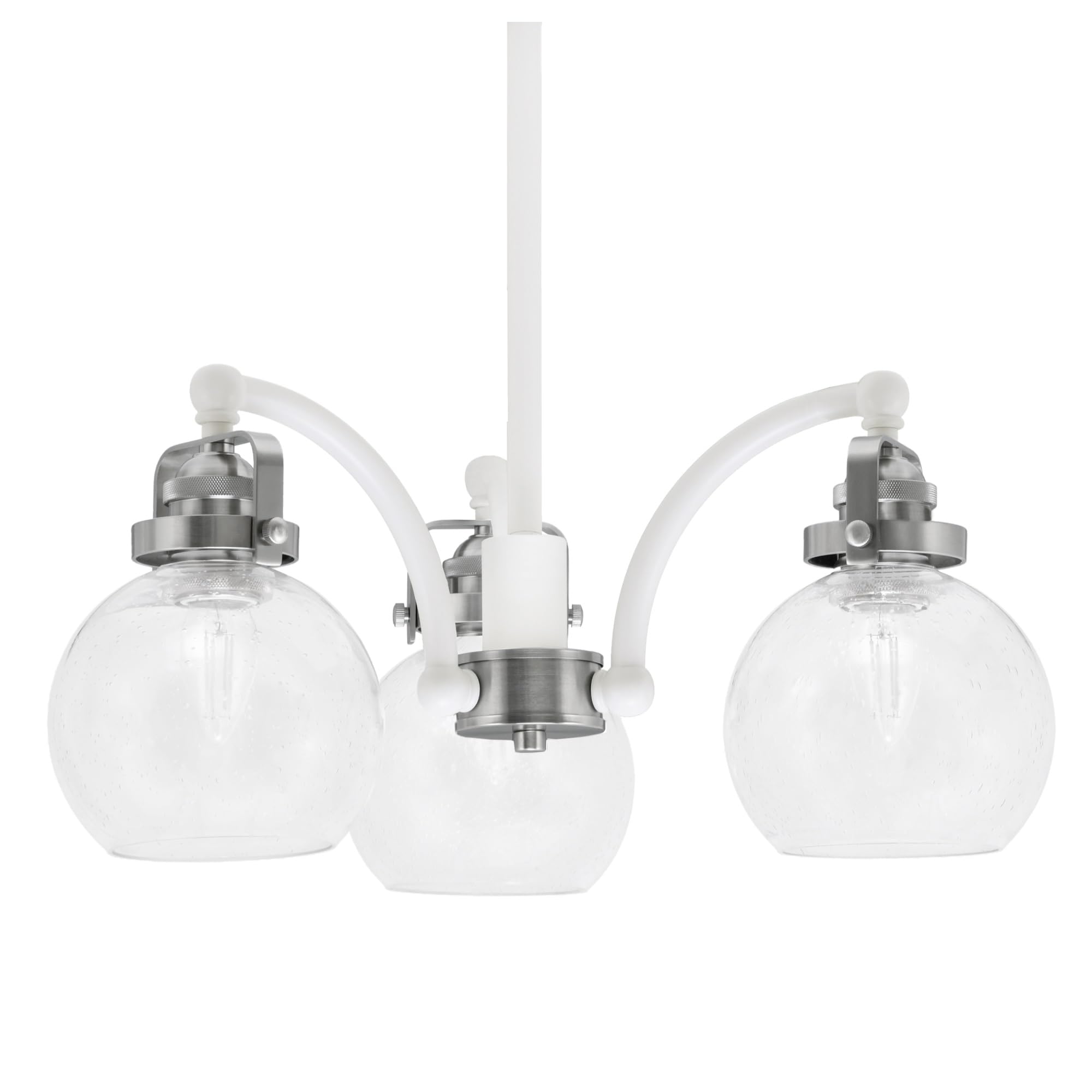 Easton Downlight, 3 Light, Chandelier Shown In White & Brushed Nickel Finish With 5.75&quot; Clear Bubble Glass